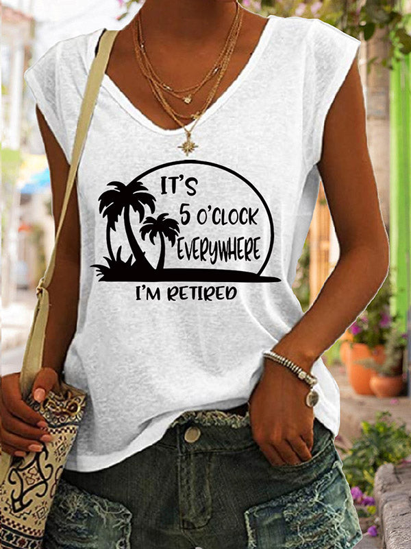 V-hals T-shirt Heren met Reis Slogan en Cap Sleeves – Casual Comfort 2