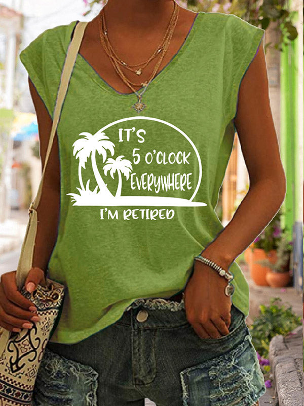 V-hals T-shirt Heren met Reis Slogan en Cap Sleeves – Casual Comfort 4