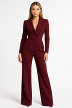 V-hals jumpsuit met wijde pijpen 0