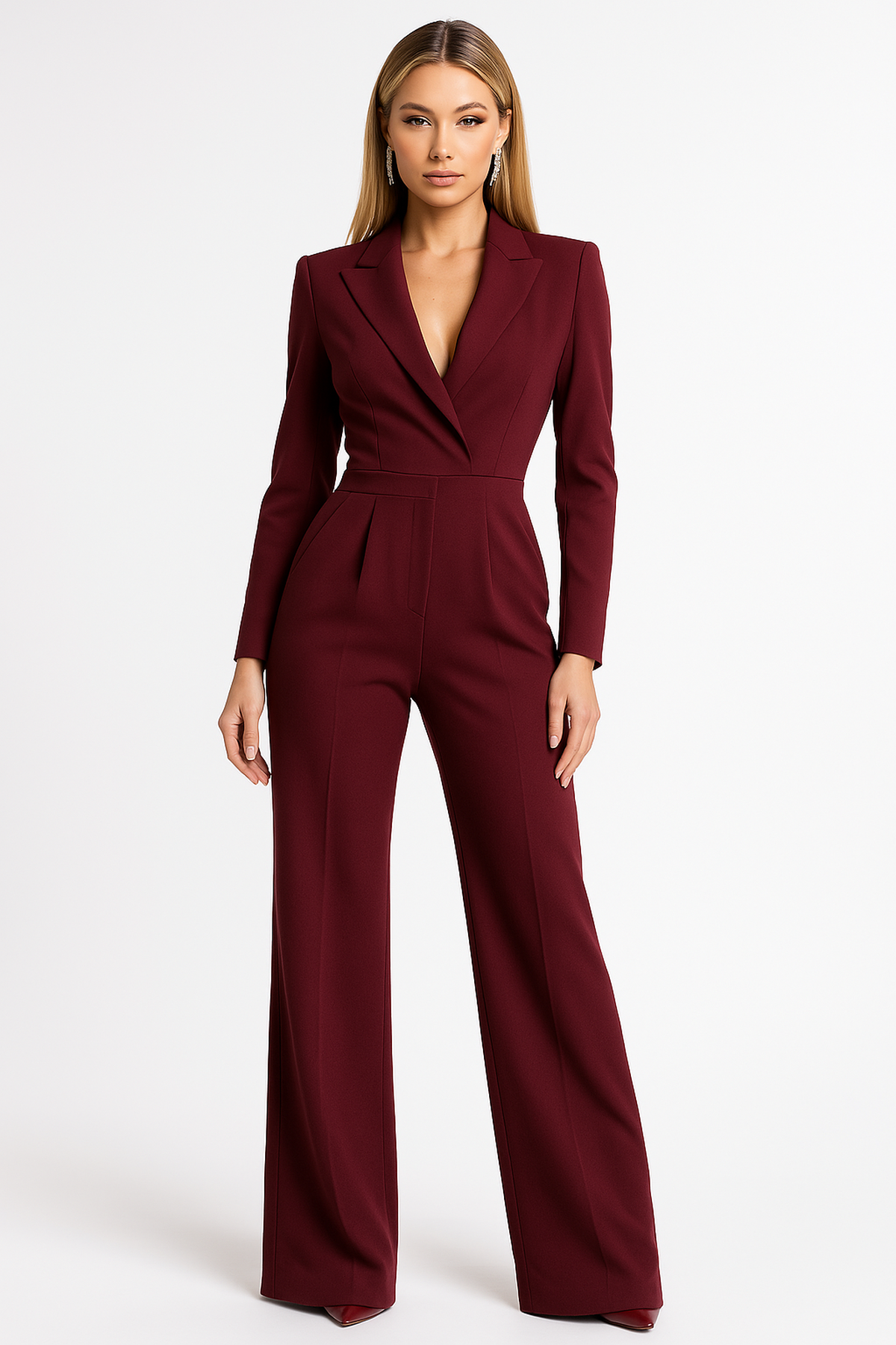V-hals jumpsuit met wijde pijpen 0