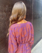 V-hals midi-jurk met gedraaide voorkant - cocktailjurk met lange mouwen en paisleyprint voor dames 6