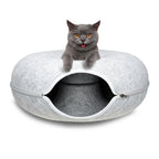 Lichtgrijze Katten Tunnelbed – Interactieve Donutgrot voor Katten en Kleine Huisdieren