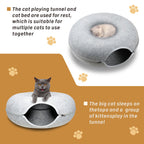 Lichtgrijze Katten Tunnelbed – Interactieve Donutgrot voor Katten en Kleine Huisdieren