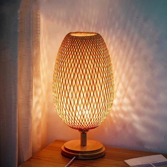 RustiekLicht Vintage Bamboe Tafellamp voor Woonkamer