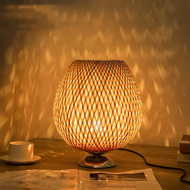 RustiekLicht Vintage Bamboe Tafellamp voor Woonkamer