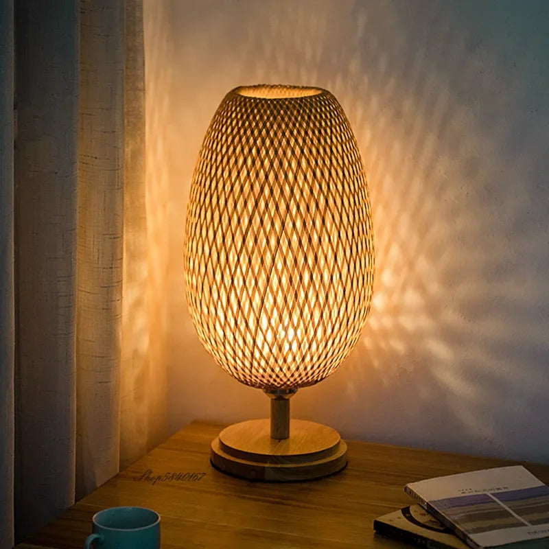 RustiekLicht Vintage Bamboe Tafellamp voor Woonkamer