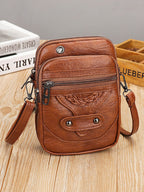 Vintage Schoudertas Dames van Gewassen PU Leer met Studs 0