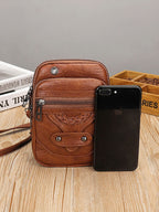 Vintage Schoudertas Dames van Gewassen PU Leer met Studs 5