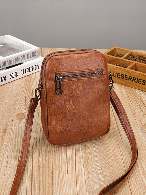 Vintage Schoudertas Dames van Gewassen PU Leer met Studs 6