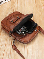 Vintage Schoudertas Dames van Gewassen PU Leer met Studs 7