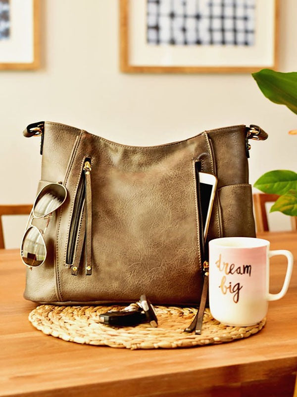 Vintage Zwarte Schoudertas van Vegan Leer voor Dames met Schouderband 5