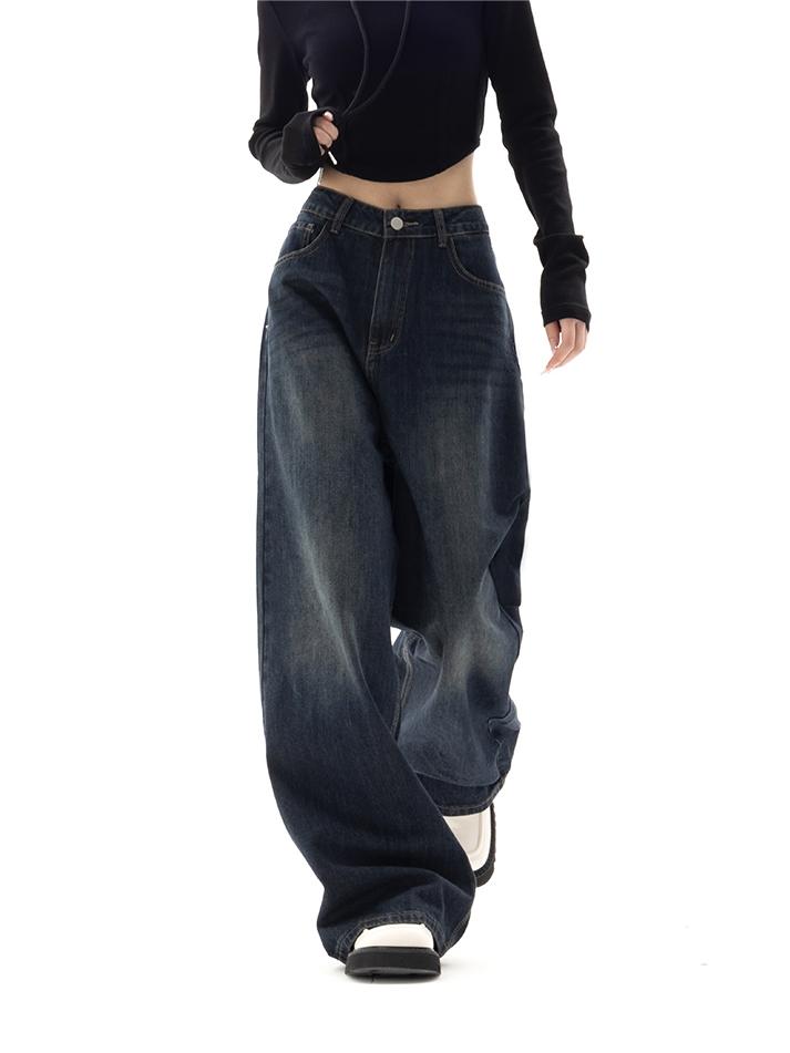 Vintage baggy boyfriend jeans met wassing uit de jaren 90 0