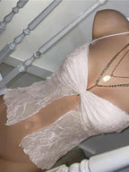 Vintage kanten geplooide cami-top met split 1
