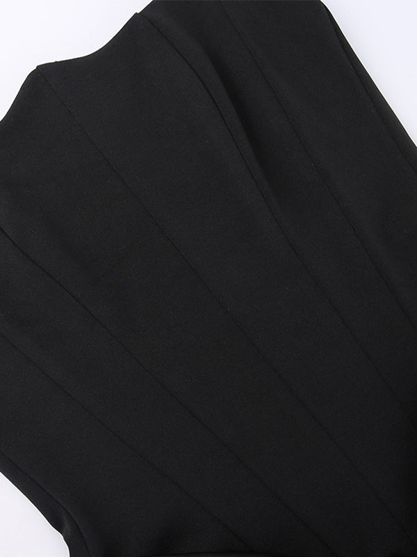 Vintage satijnen bandeau splice slanke maxi-jurk met gerimpeld korset 7