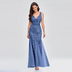 Vrouwen Avondjurk Chiffon met Pailletten Lange Mouwloos 1