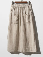 Vrouwen Culottes Linnen Hoge Taille met Zakken 1