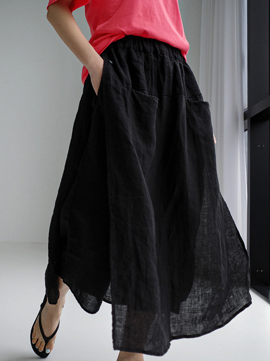 Vrouwen Culottes Linnen Hoge Taille met Zakken 9