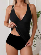 Vrouwen Tankini Set Polyester Diepe V-hals 0