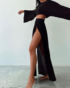 Vrouwen Twee-Piece Set Off-Shoulder Top en Maxi Rok Lichtgewicht 1