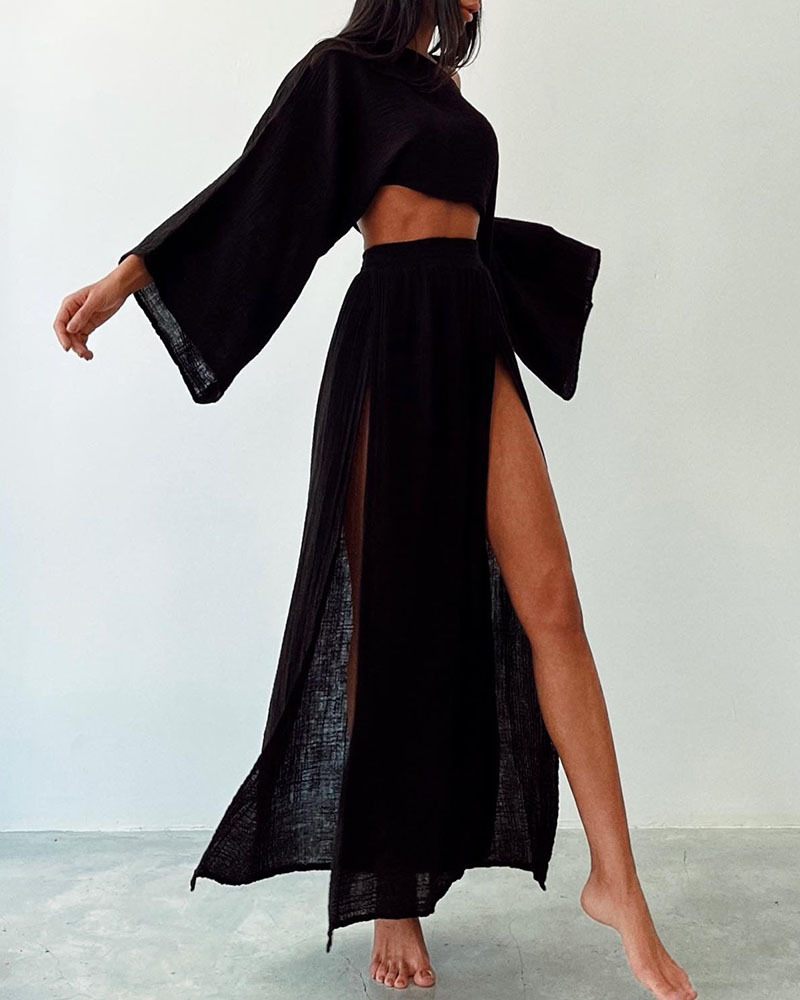 Vrouwen Twee-Piece Set Off-Shoulder Top en Maxi Rok Lichtgewicht 2