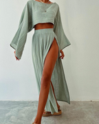 Vrouwen Twee-Piece Set Off-Shoulder Top en Maxi Rok Lichtgewicht 3
