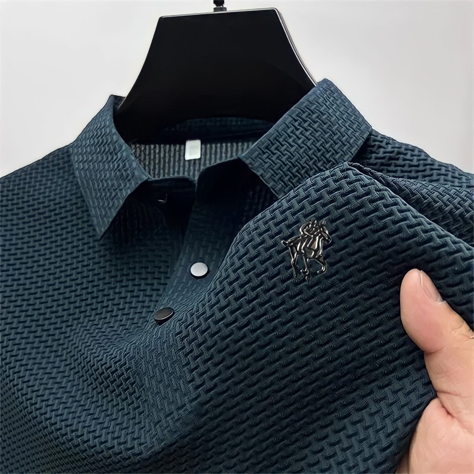 Heren Poloshirt Blauw M Slim Fit Katoen-6