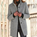 Wolmantel Dames Zacht Wol Met Knoopsluiting Tijdloos Ontwerp - Winterjas Dames