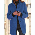Wolmantel Dames Zacht Wol Met Knoopsluiting Tijdloos Ontwerp - Winterjas Dames