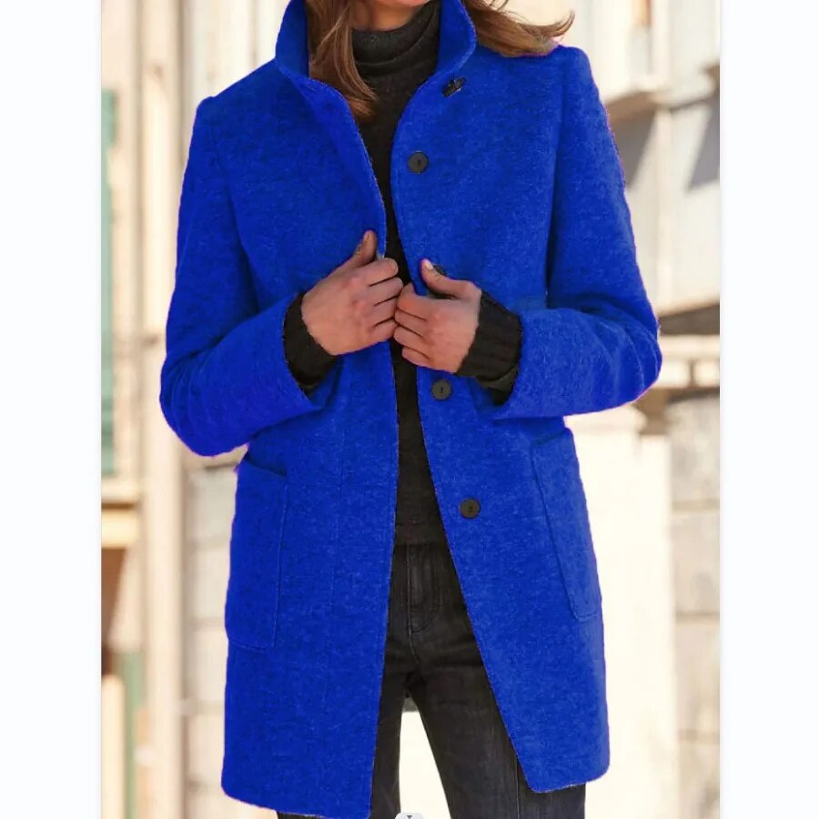 Wolmantel Dames Zacht Wol Met Knoopsluiting Tijdloos Ontwerp - Winterjas Dames