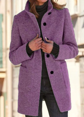 Wolmantel Dames Zacht Wol Met Knoopsluiting Tijdloos Ontwerp - Winterjas Dames