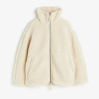 Lamswollenjack Dames Fleece Oversized Met Rits Staande Kraag - Winterjas Dames