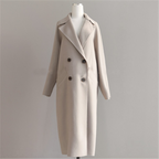 Lange Mantel Dames Warm Flatterende Klassieke Pasvorm Beige - Winterjas Dames