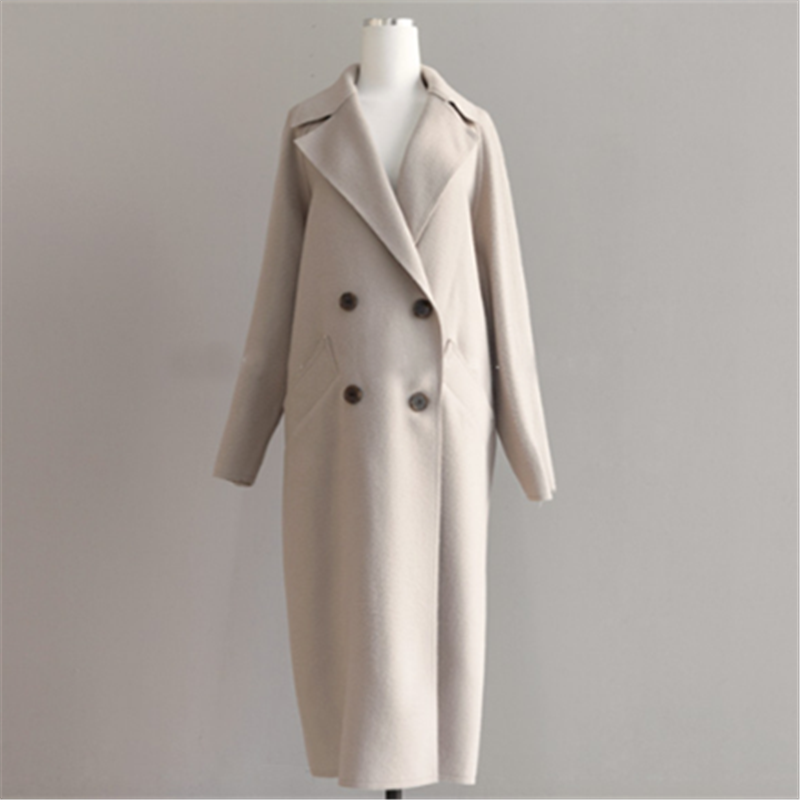 Lange Mantel Dames Warm Flatterende Klassieke Pasvorm Beige - Winterjas Dames