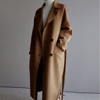 Lange Mantel Dames Warm Flatterende Klassieke Pasvorm Beige - Winterjas Dames