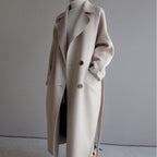 Lange Mantel Dames Warm Flatterende Klassieke Pasvorm Beige - Winterjas Dames