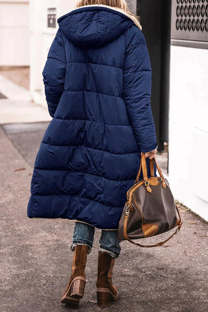 Lange Jas Dames Grijze Teddyvoering Warm Pasvorm Comfort - Winterjas Dames