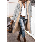 Lange Jas Dames Grijze Teddyvoering Warm Pasvorm Comfort - Winterjas Dames