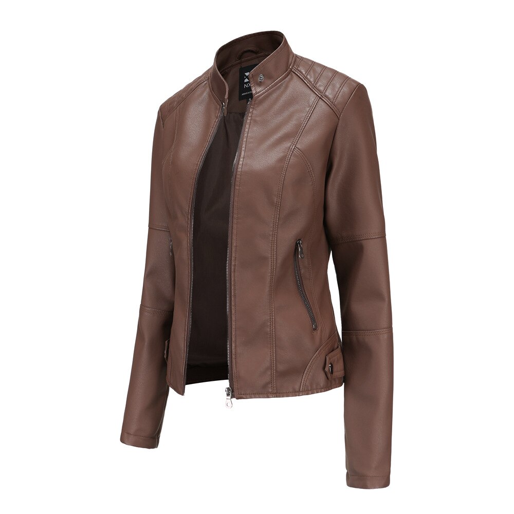 Leren Jas Dames Met Mao Kraag Stijlvol En Luxe Comfort - Winterjas Dames