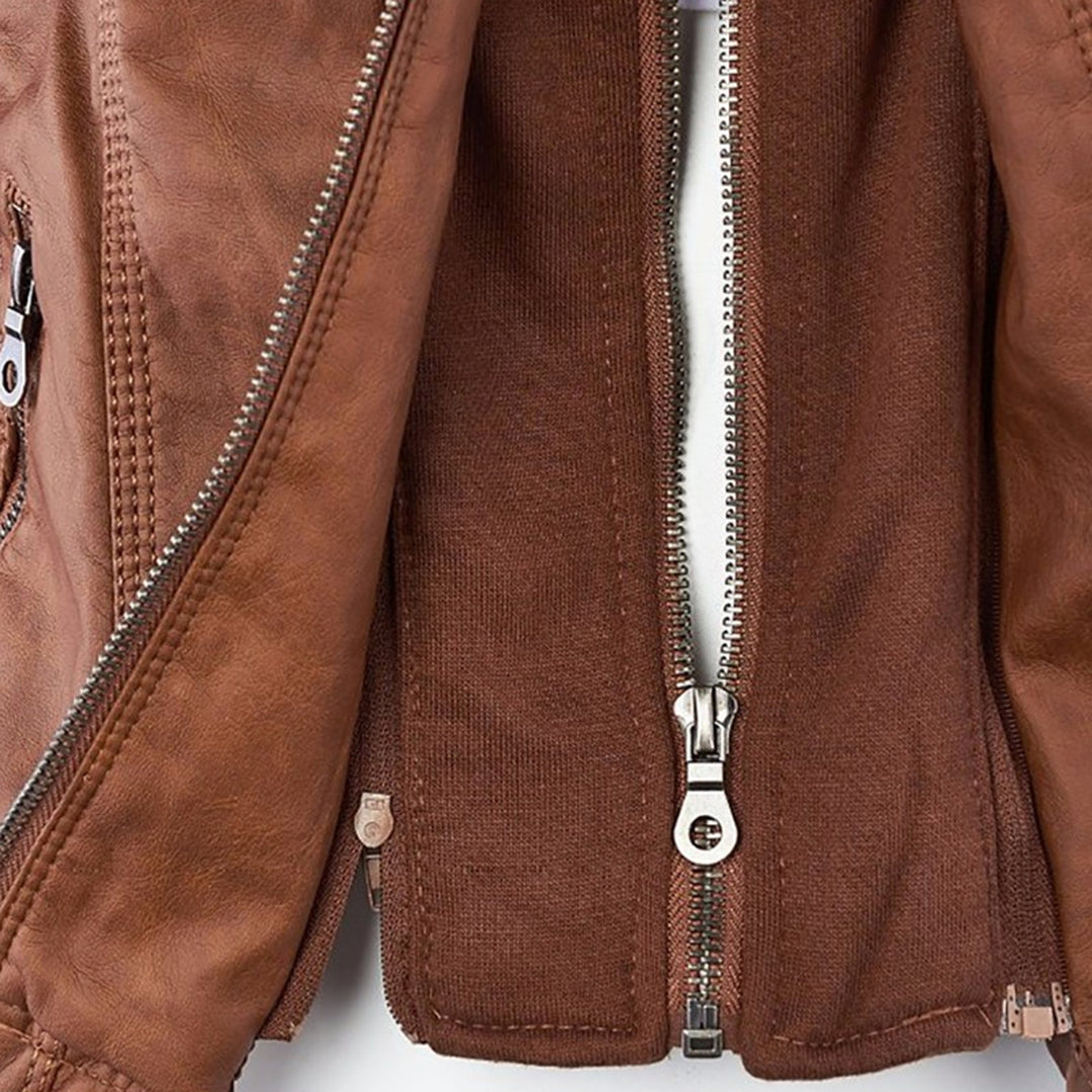 Dames Leren Jas Lederlook Zwart Met Capuchon Pasvorm - Winterjas Dames