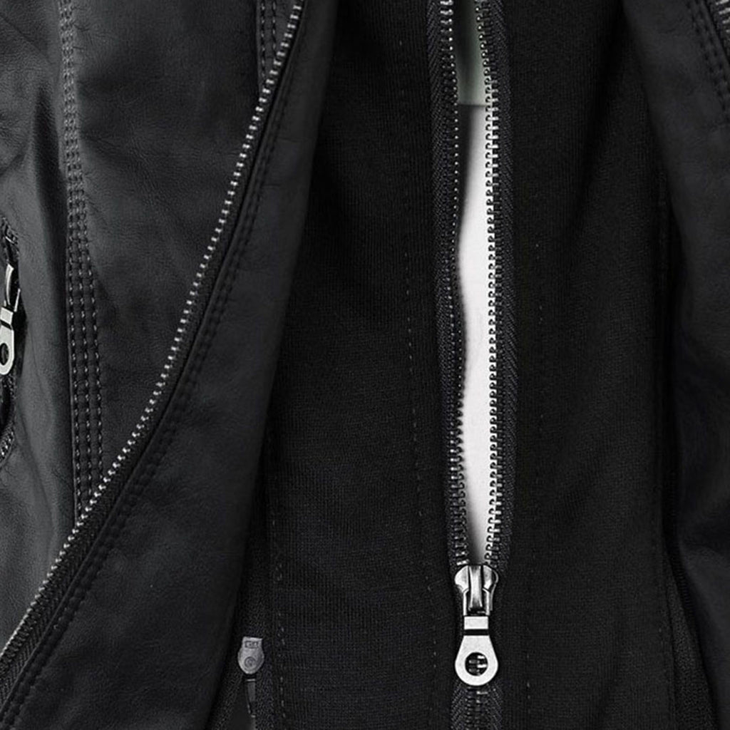 Dames Leren Jas Lederlook Zwart Met Capuchon Pasvorm - Winterjas Dames