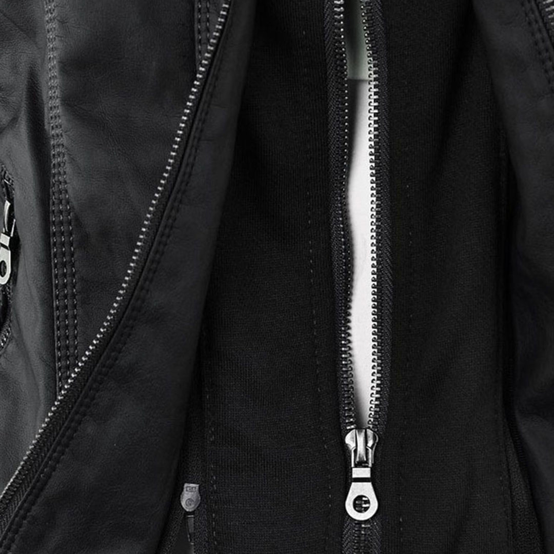 Dames Leren Jas Lederlook Zwart Met Capuchon Pasvorm - Winterjas Dames