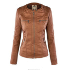 W&W - Dames leren jas met capuchon 1