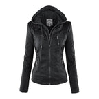 W&W - Dames leren jas met capuchon 10