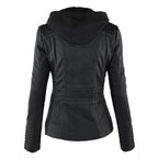 W&W - Dames leren jas met capuchon 5