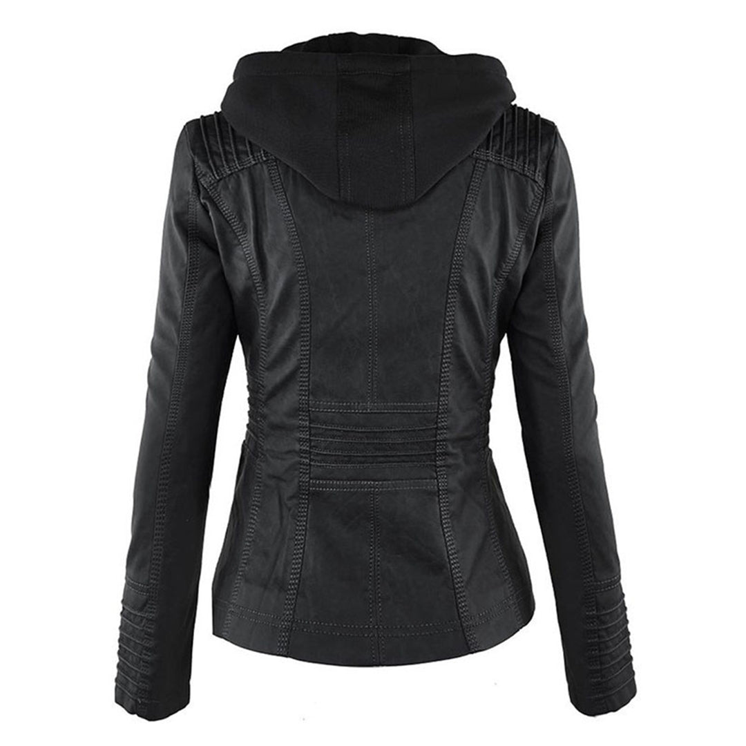 W&W - Dames leren jas met capuchon 5