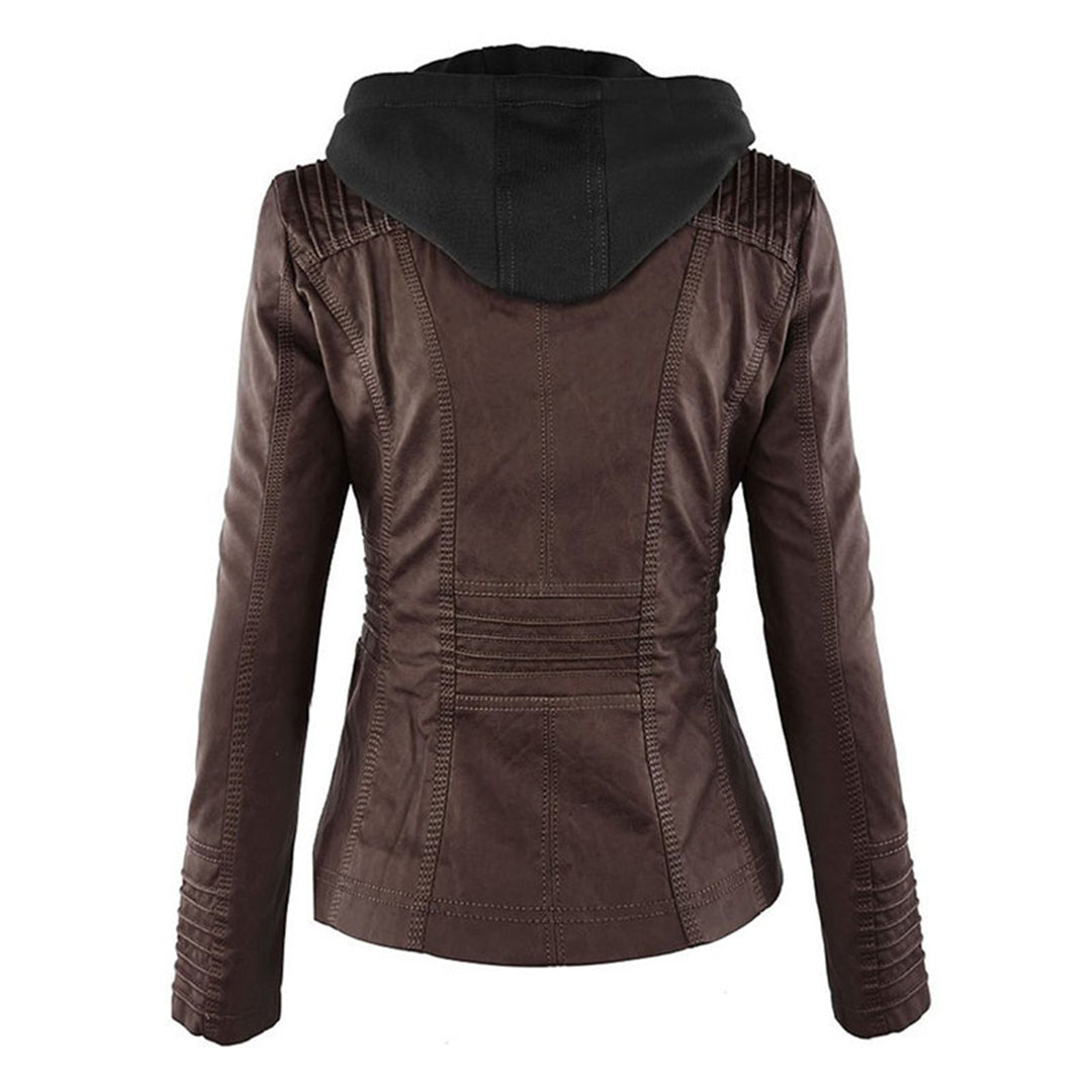 W&W - Dames leren jas met capuchon 7
