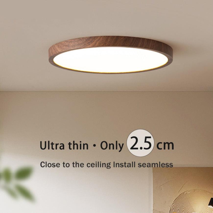 Plafondlamp Walnoot Houten Eigentijds Cirkel Led Verlichting