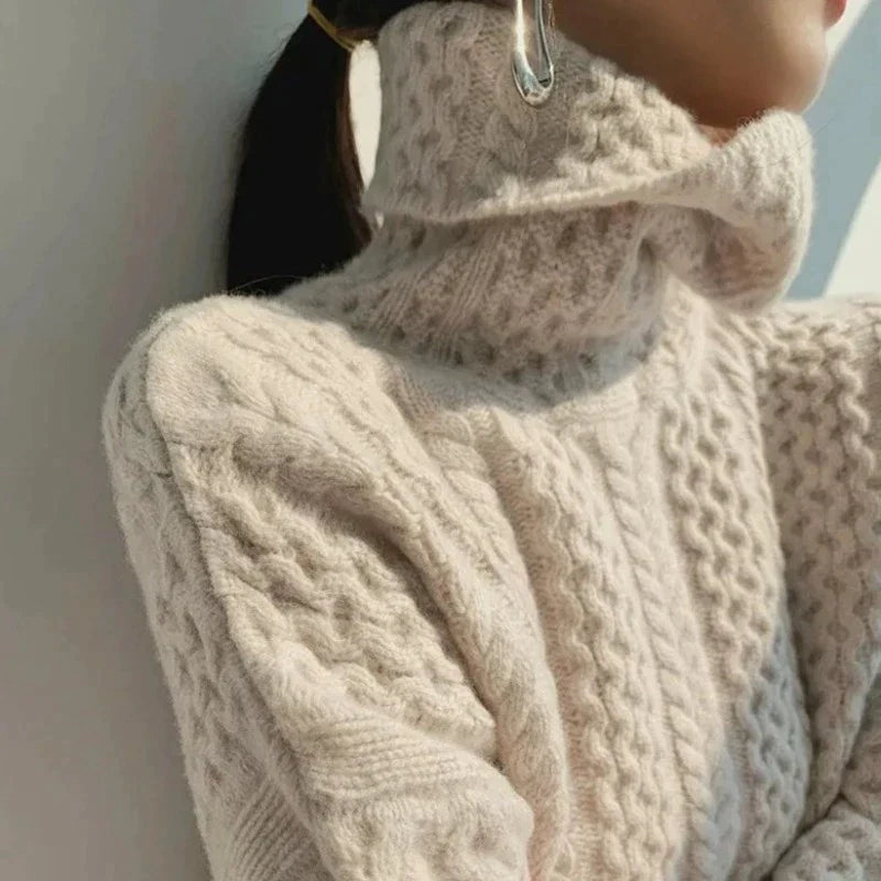 Warme Rollkragenpullover Dames Zacht Handgeweven Garens 0