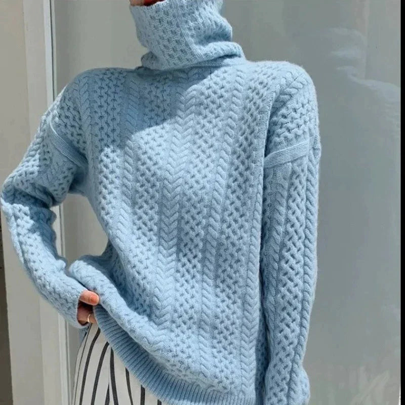 Warme Rollkragenpullover Dames Zacht Handgeweven Garens 1