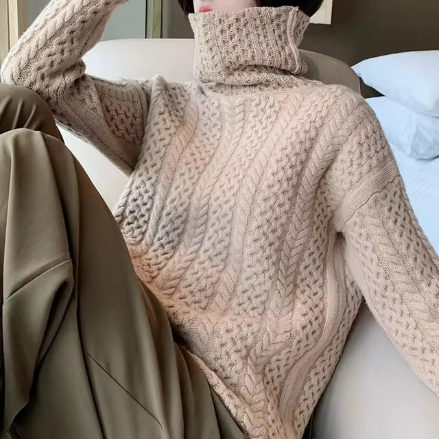 Warme Rollkragenpullover Dames Zacht Handgeweven Garens 2